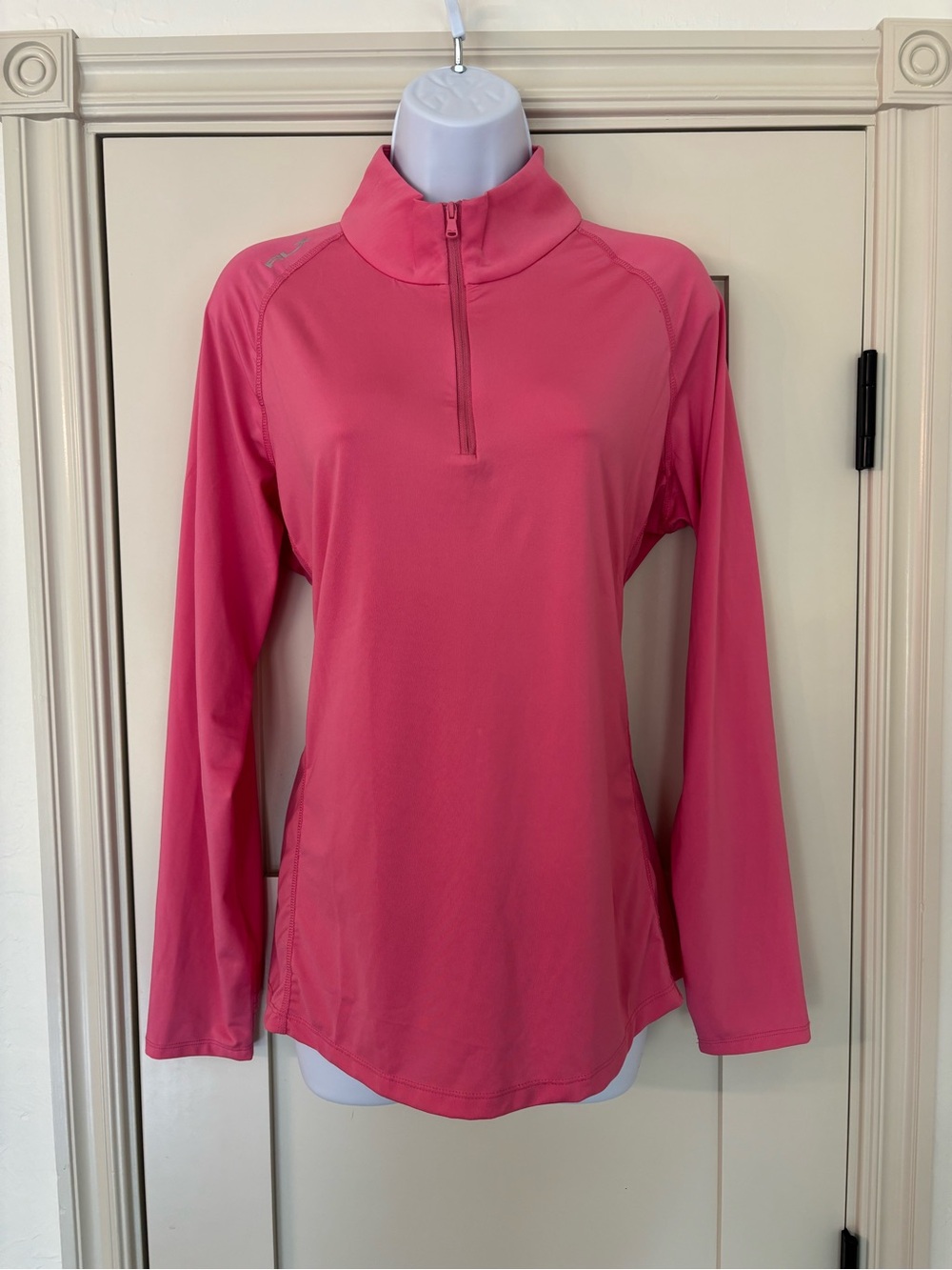 RLX Ralph Lauren Quarter Zip Mock Neck Rosy Pink Outdoor Golf Layering Top Sz L